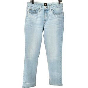 Lee Womens Midrise Straight Leg Jeans Size 8 M Light Blue Denim Cotton Blend